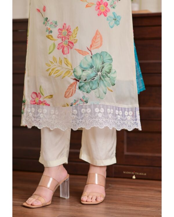 Reshmi Organza Suit Set with Handwork and Digital Print - Image 4