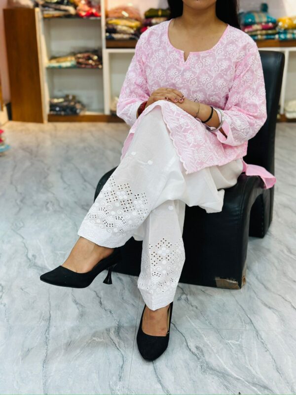 Elegant Lucknowi Chikan Patiala Suit with Sequins Work - Image 3