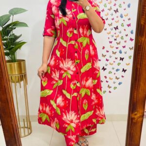 Designer Co-Ords Set with A-Line Kurti Pattern