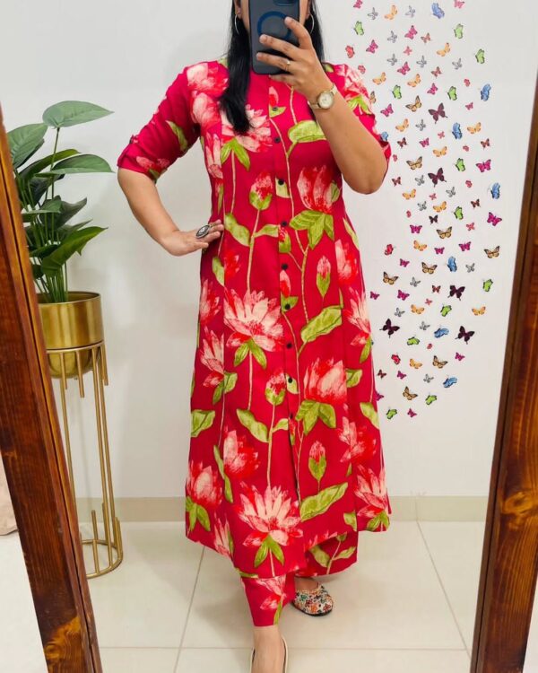 Designer Co-Ords Set with A-Line Kurti Pattern - Image 3