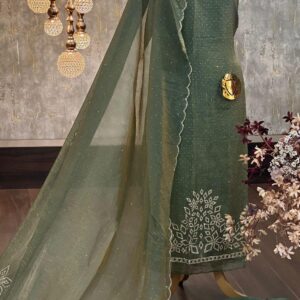 Organza Shimmer Suit with Zarqan Work & Dupatta