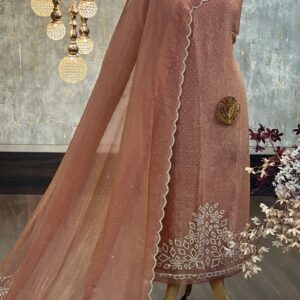 Organza Shimmer Suit with Zarqan Work & Dupatta