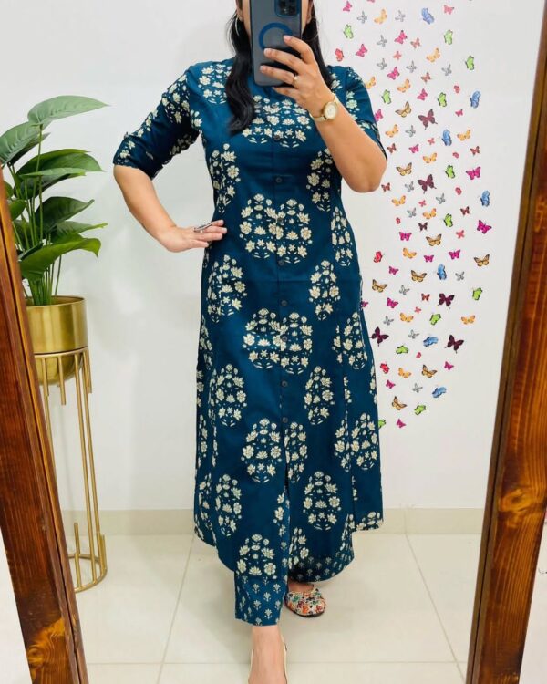 Designer Co-Ords Set with A-Line Kurti & Ankle-Length Pant - Image 3