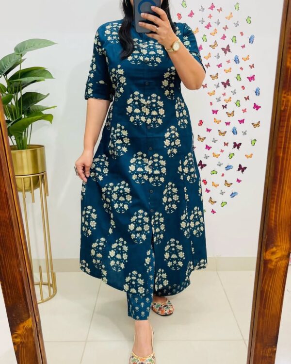 Designer Co-Ords Set with A-Line Kurti & Ankle-Length Pant