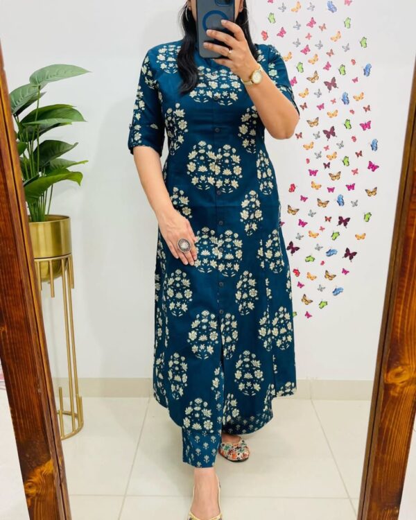 Designer Co-Ords Set with A-Line Kurti & Ankle-Length Pant - Image 5