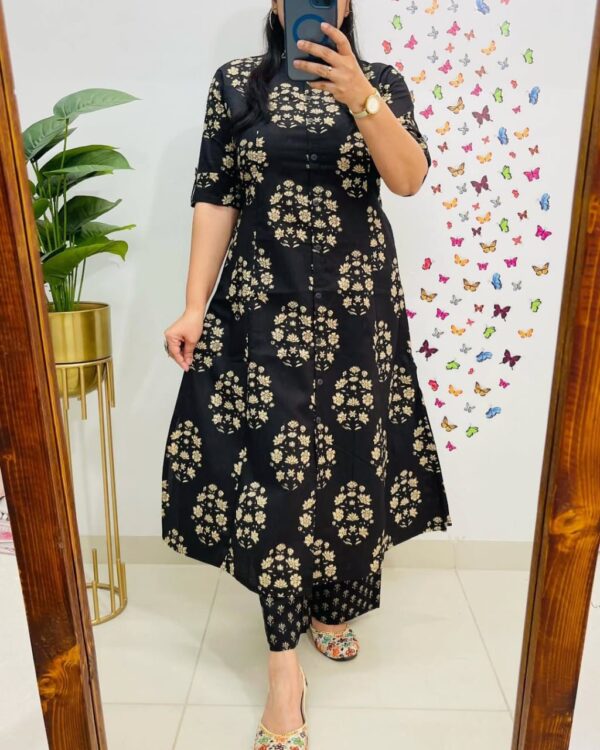 Designer Co-Ords Set with A-Line Kurti & Ankle-Length Pant - Image 2
