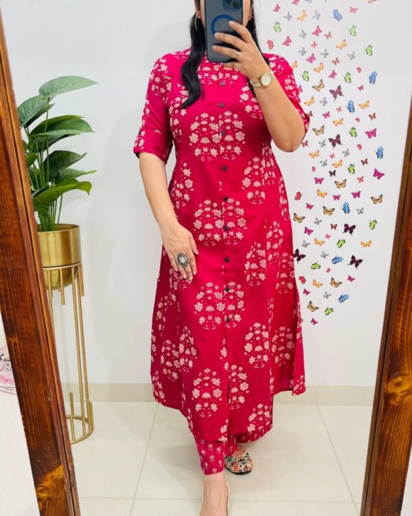 Designer Co-Ords Set with A-Line Kurti & Ankle-Length Pant - Image 3