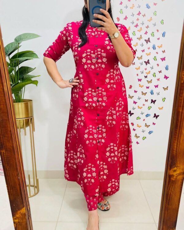 Designer Co-Ords Set with A-Line Kurti & Ankle-Length Pant - Image 5