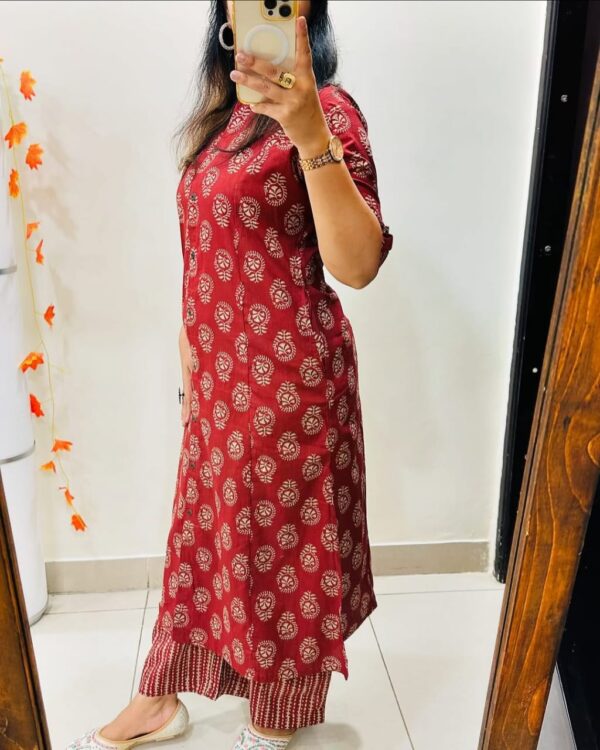 🌸 New Launch: Premium Floral Cotton Kurti & Palazzo Set 🌸 - Image 4