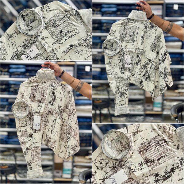 Zara Premium Imported Printed Shirt – Full Sleeves, Soft Feel - Image 3