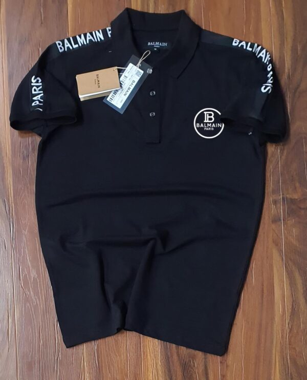 Balmain Hollywood Style Polo T-Shirt – Unisex Knitted Cotton Matty - Image 3