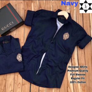 Gucci Lion Print Designer Shirt – Pure Cotton, Full Sleeves