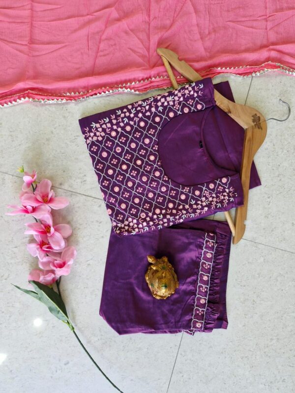 Elegant Art Silk Kurti Set with Dupatta - Image 4