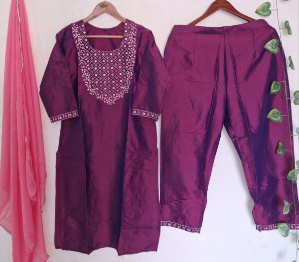 Elegant Art Silk Kurti Set with Dupatta - Image 5