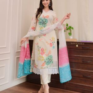 Reshmi Organza Suit Set with Handwork and Digital Print