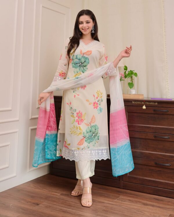 Reshmi Organza Suit Set with Handwork and Digital Print