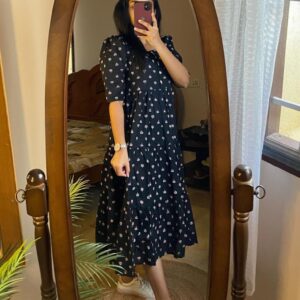 New Launch – Lotus Print Cotton Middi Gown Dress |