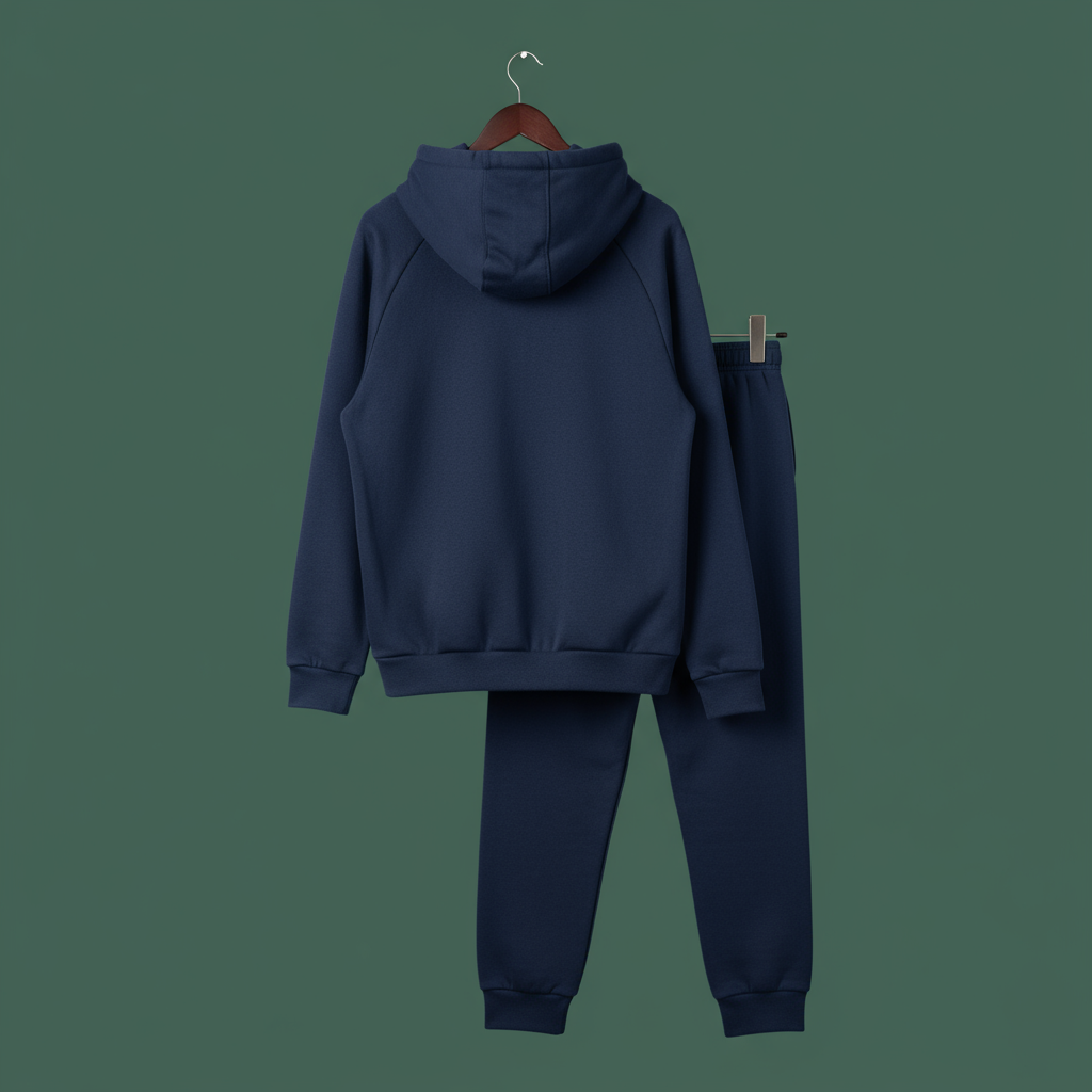 Nike Navy Blue Hoodie & Pants Set — Large Centered Yellow Swoosh Logo - Image 4